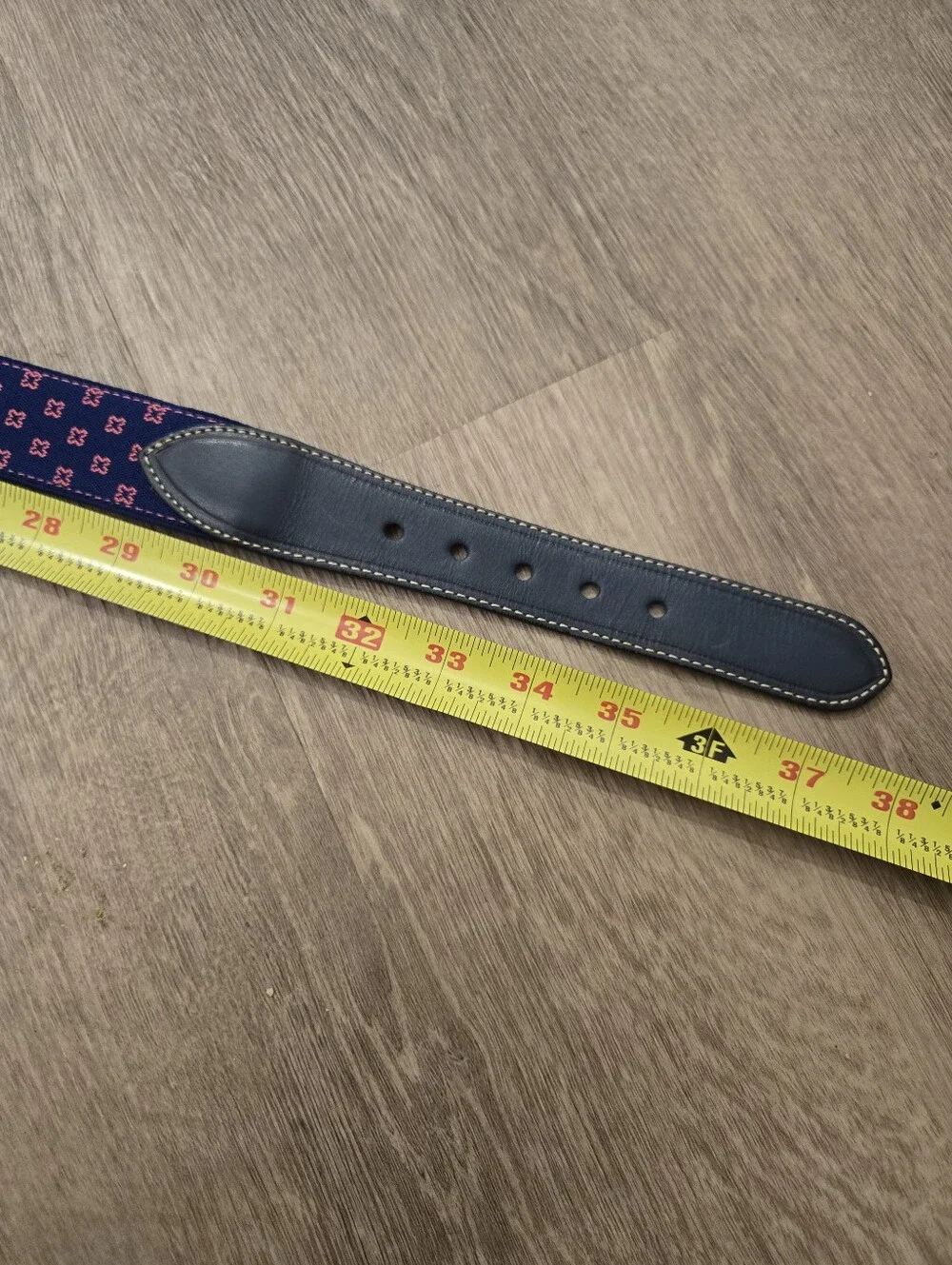 Maus Hoffman Men's Dress Belt Navy Woven Webbing Golf Sz 34 Preppy Brass Buckle